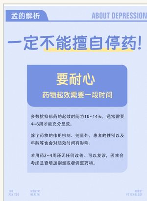 Mandarin-language post explaining that antidepressant medication is not always required
